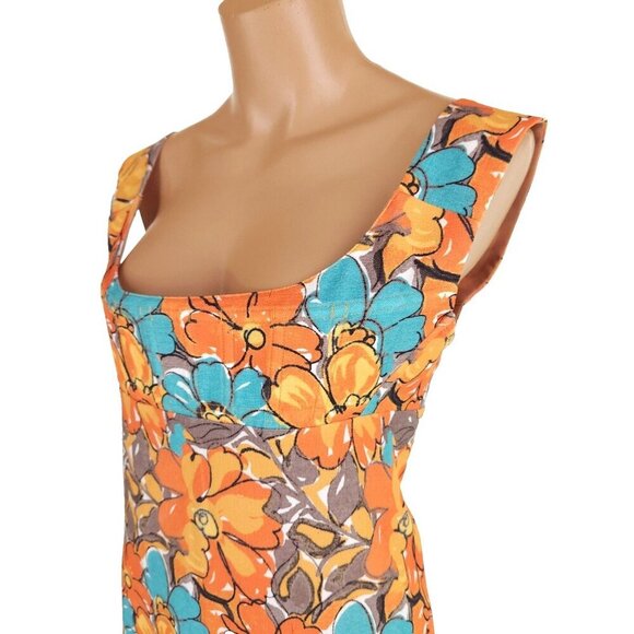 Miaou Vivi Mini Dress Size M Parisian Flower Orange $275 - Picture 5 of 15